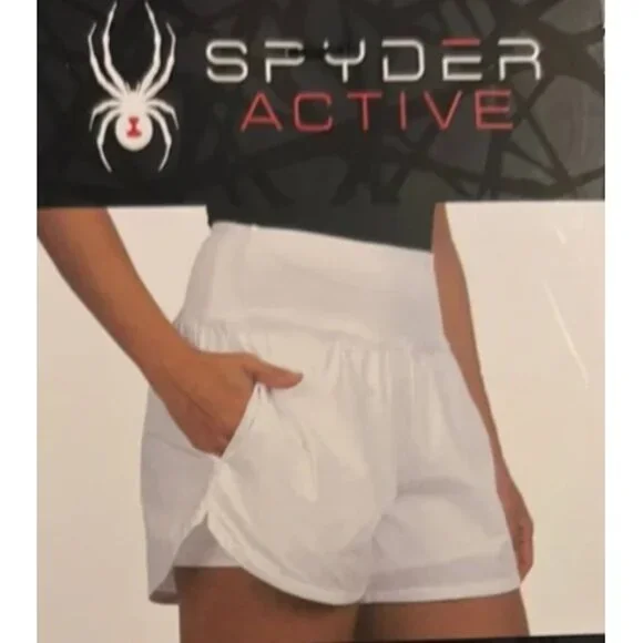 Spyder Active Women's Woven Athletic Lined Shorts (White, X-Large) - Picture 2 of 2